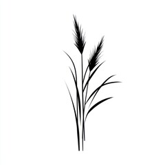 Silhouette of Grass or Plants, Botanical Illustration, Minimalist Design, for Wall Art or Print Use