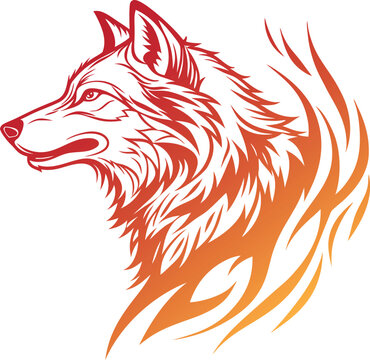 red wolf head logo vector illustration design