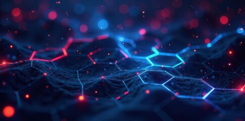 Fototapeta premium Abstract hexagonal grid, futuristic tech background, technology, texture, low poly