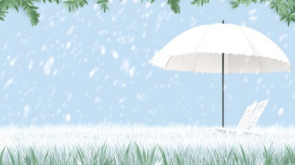 Obraz premium Winter scene with umbrella and snow