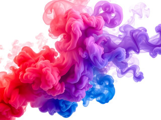 Fototapeta premium Abstract Colorful Ink Swirls in Vibrant Pink Purple and Blue Hues on a transparent background