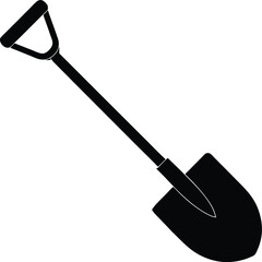 shovel with wooden handle on white background