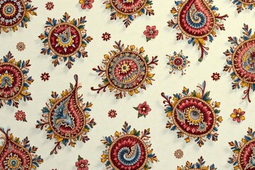 Subtle paisley repeat, muted tones, delicate lines, earthy palette, pattern, wallpaper