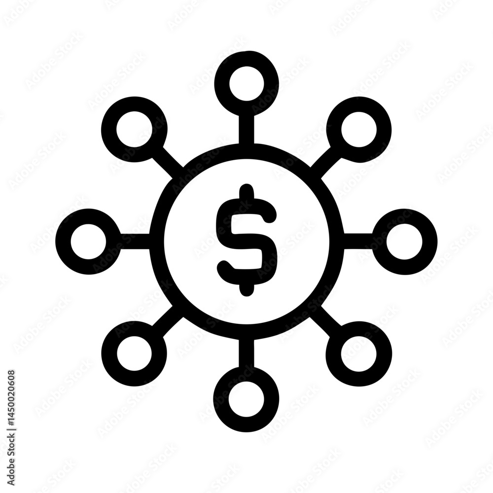 Poster network of finance distributed finance silhouette on transparent background for web and graphic desi
