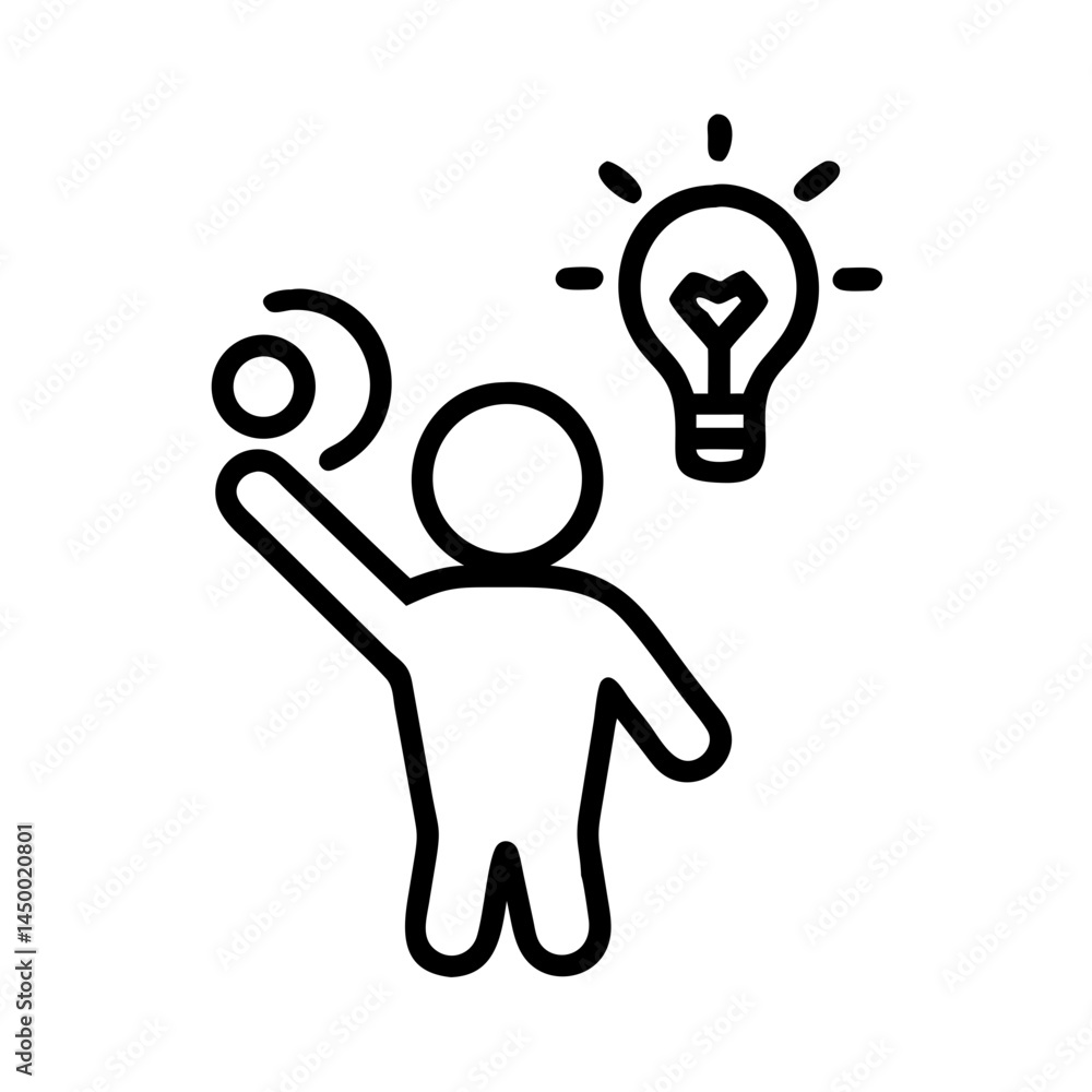 Poster person with idea innovation on transparent background for web and graphic design