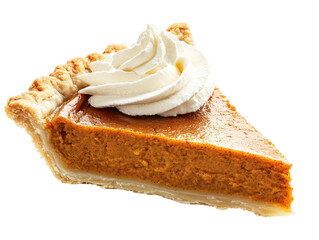 Isolated Pumpkin Pie Slice with Cream