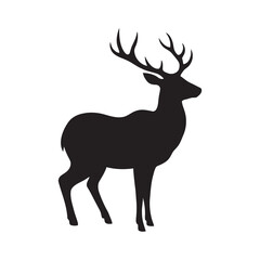 deer silhouette monochrome logo design vector illustration on white background