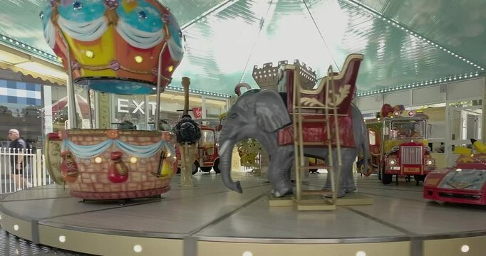 The children's carousel on the promenade in Cardiff