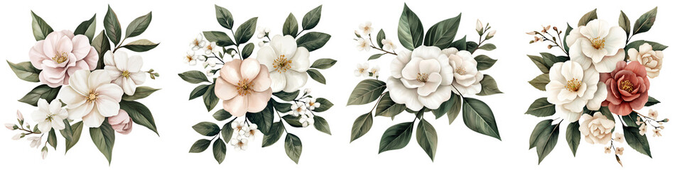 Obraz premium Elegant floral bouquets in soft pastel colors