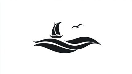 Simple Sailing Ship on Ocean Waves