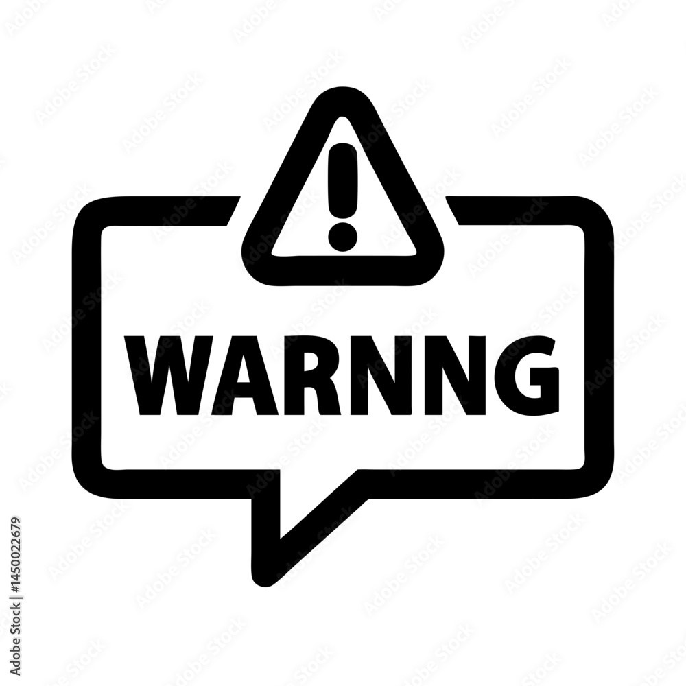 Poster warning message silhouette on transparent background for web and graphic design