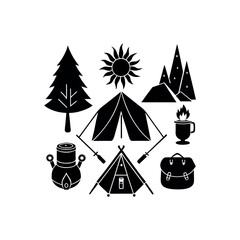 Travel camping essentials for hiking artwork