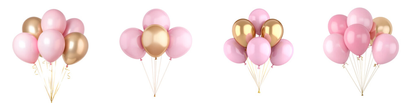 Fototapeta Colorful pink and gold balloons for a festive