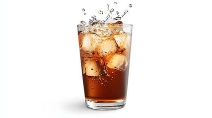 Photorealistic photograph of an iced wine in a glass with a straw, against a white background