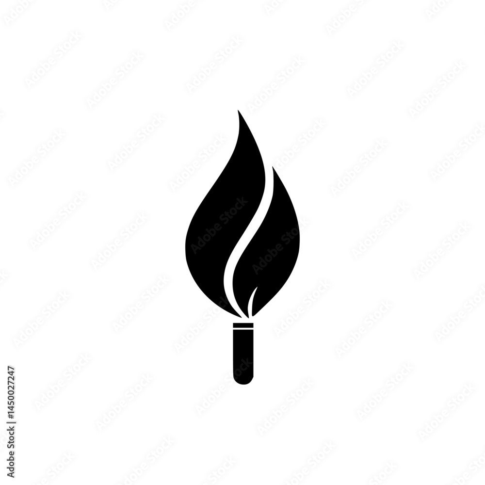 Poster flame-shaped design created by merging leaf patterns to symbolize nature and fire in one element