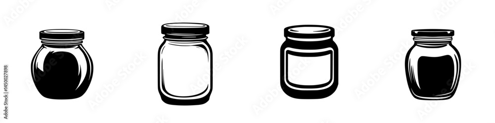 Poster various jar designs arranged in a row showcasing different shapes and sizes for storage or decoratio