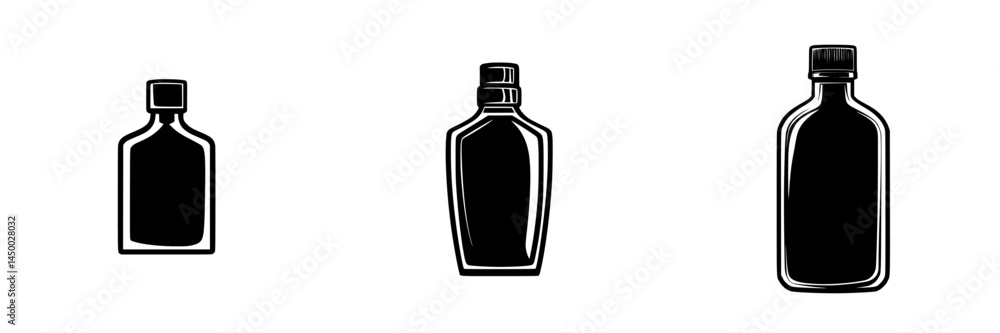 Aufkleber three distinct bottle designs showcasing minimalist shapes and varying sizes displayed against a neu