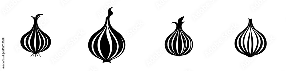 Poster design of stylish onion shapes with varying sizes and lines in a minimalist style