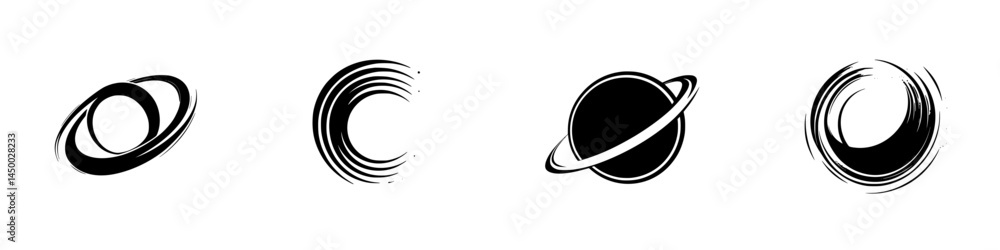 Poster abstract representations of celestial bodies and space phenomena on a minimalist background