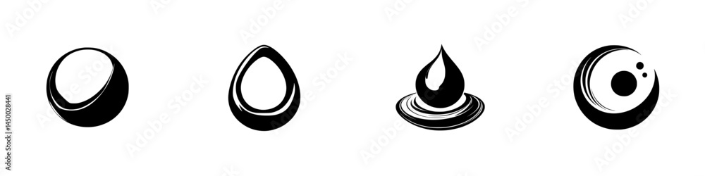 Aufkleber liquid shapes in black and white representing various forms and textures captured in an artistic lay