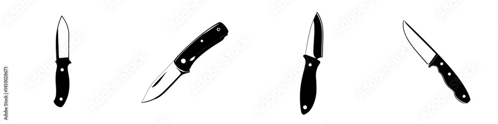 Poster various styles of knives displayed in a minimalist arrangement showcasing their design and functiona