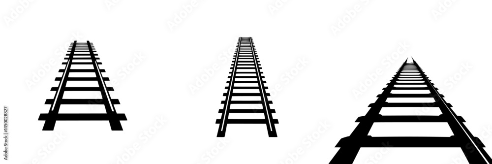 Aufkleber view of railway tracks extending into the distance against a white background
