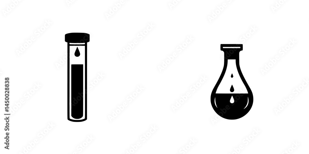 Poster laboratory equipment includes test tubes and flasks for scientific experiments and analysis in a res