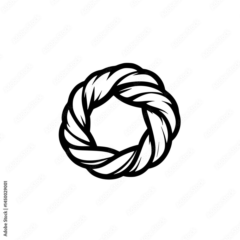 Poster artistic representation of a knot design created with intertwining ropes in black and white color sc