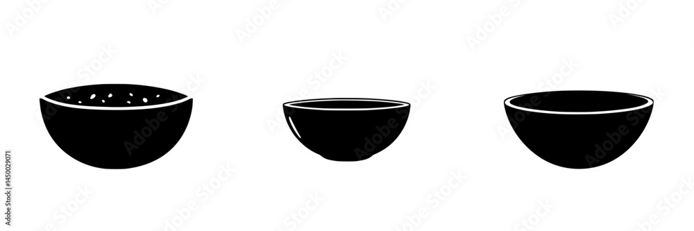 Poster various bowls displayed in a minimalist design showcasing different shapes and sizes for modern dini