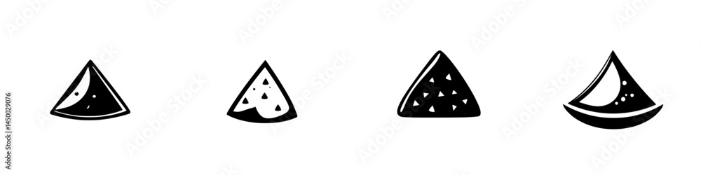 Poster different shapes and sizes of watermelon slices displayed artistically in black and white style