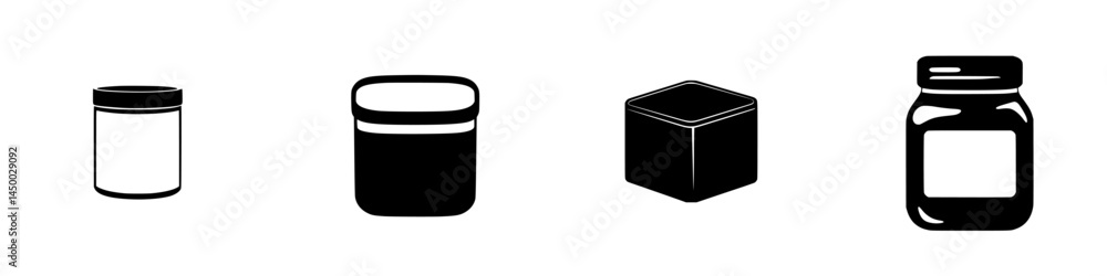 Poster variety of container shapes displayed in a simple monochrome format for product design ideas