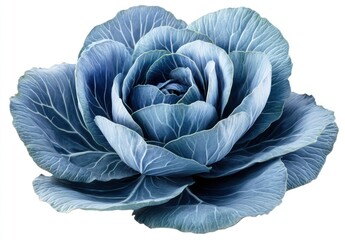 Obraz premium Elegant Blue Cabbage with Delicate Leaves in Vibrant Shades of Aqua and Soft Teal for Culinary and Botanical Use