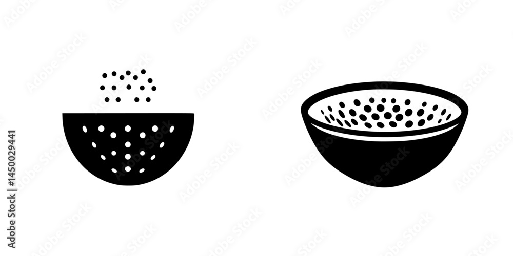 Poster graphic representation of two types of bowls with different patterns, depicting separation and colle