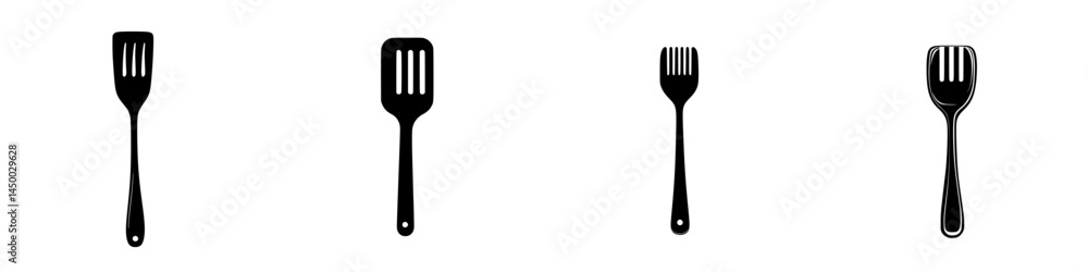 Poster different styles of spatulas displayed in a row for kitchen and culinary enthusiasts