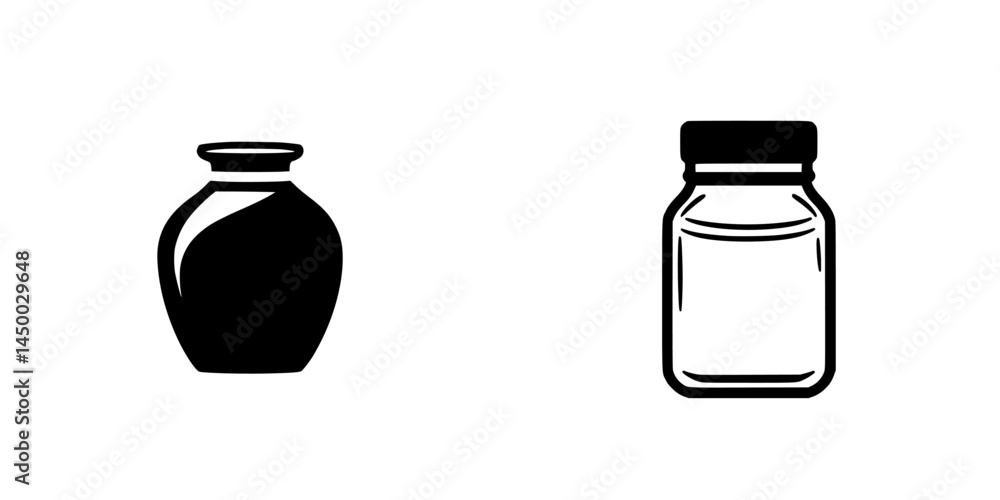 Poster black vase and clear jar with distinct shapes showcased against a simple background