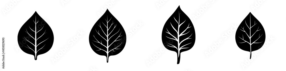 Poster simple leaf silhouettes showcasing intricate vein patterns captured on a white background during a c