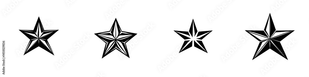 Poster stylized black stars arranged in a row create a striking visual pattern on a minimalist background