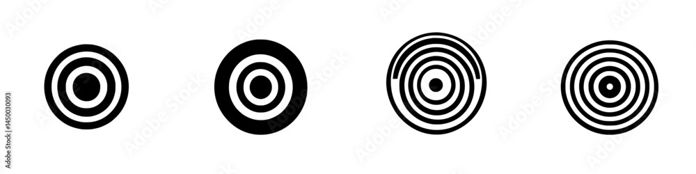 Poster multiple concentric circles in varying sizes displayed on a white background showcasing patterns and