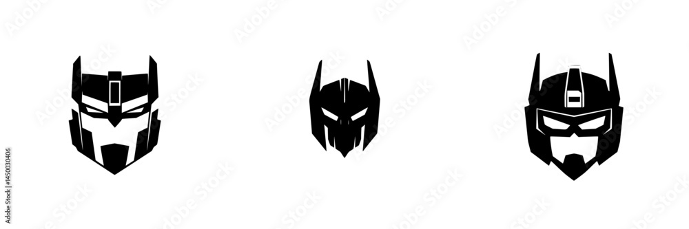 Poster iconic robot character designs showcasing distinct styles and features in a minimalist black and whi