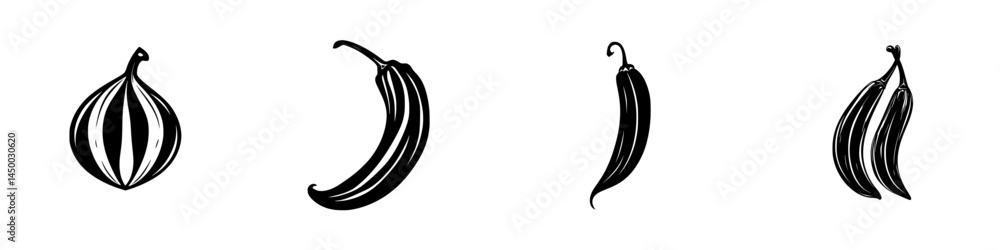 Poster different varieties of bananas and plantains displayed in a minimalistic style on a white background