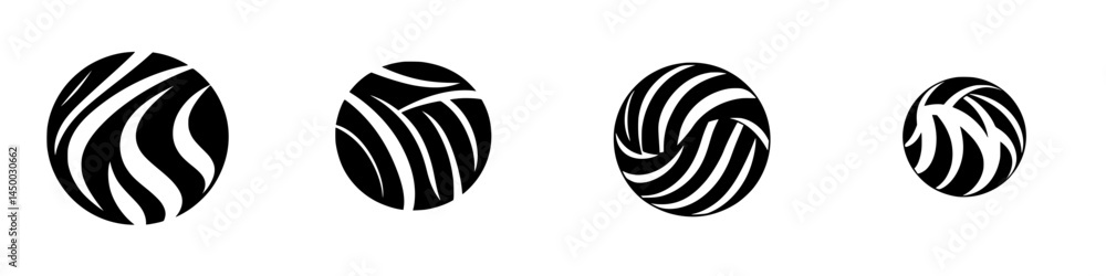 Aufkleber stylized black and white circular designs featuring flowing patterns and swirls in varying sizes