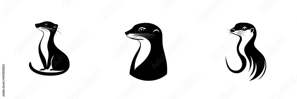 Poster images of playful otters in different poses showcasing their unique features and playful nature