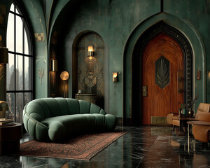 Home decor mockup, dense dark colors