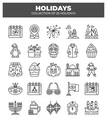 Holidays. Collection of 25 Holiday Icons
