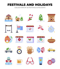 Fototapeta premium Festivals and Holidays. Collection of 25 Festive Icons