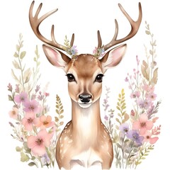 cute water color illustration of deer