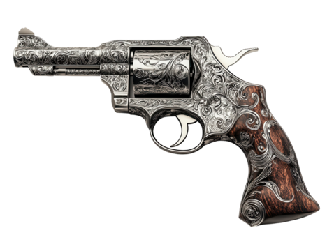 Isolated Finely Decorated Revolver