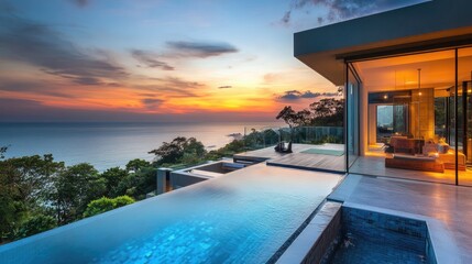 Luxury Villa Infinity Pool Sunset Ocean View