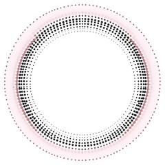 Halftone circular dotted frames set. Circle dots texture isolated on transparent background. Abstract circle elements set