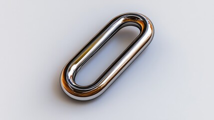 Macro shot of a paperclip with a chrome finish, hyper-detailed edges on an immaculately white background.